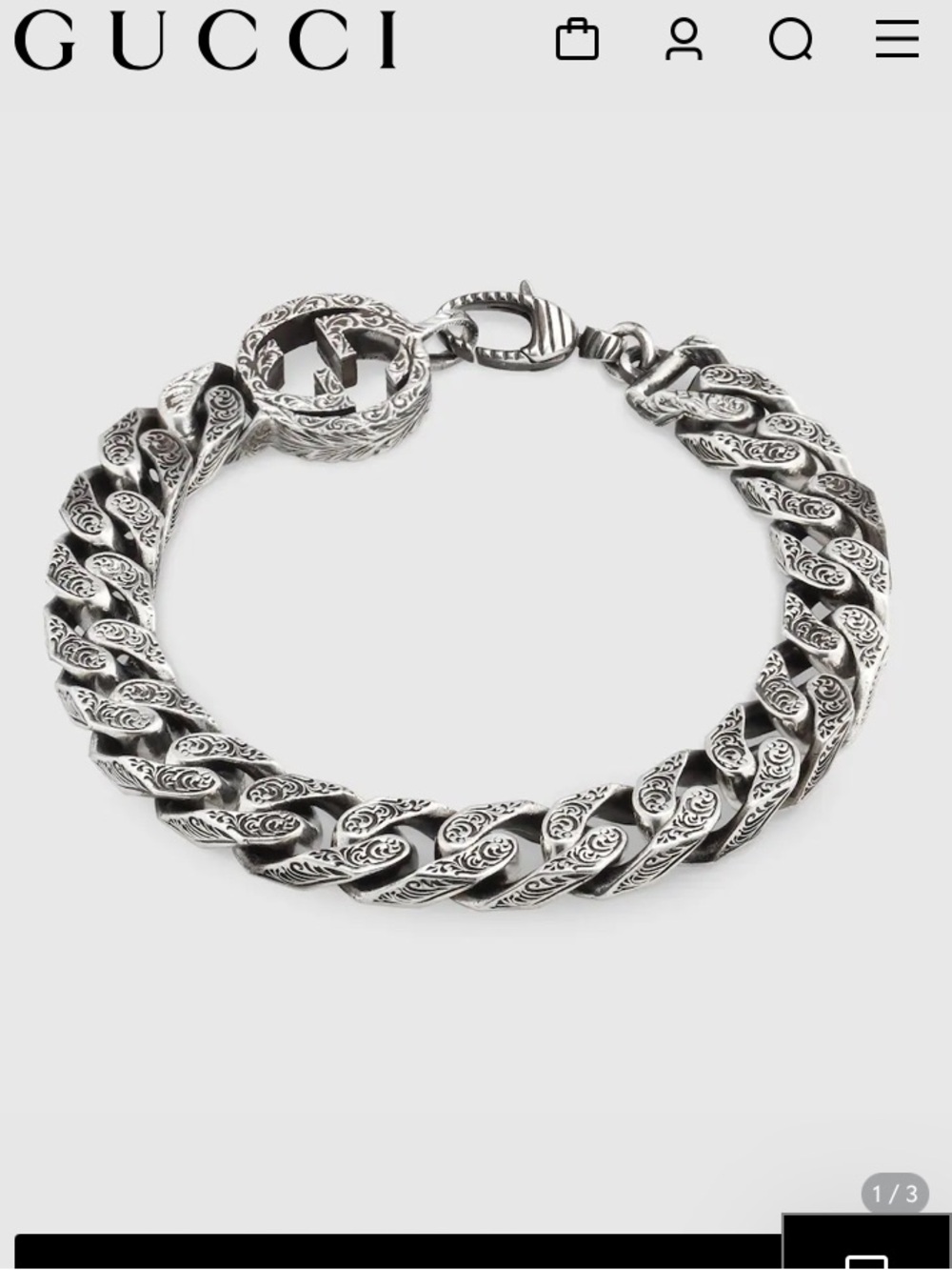 Gucci Interlocking 925 Silver Chain bracelet